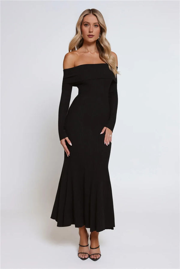 After Hours Aura Off Shoulder Maxi Dress Black