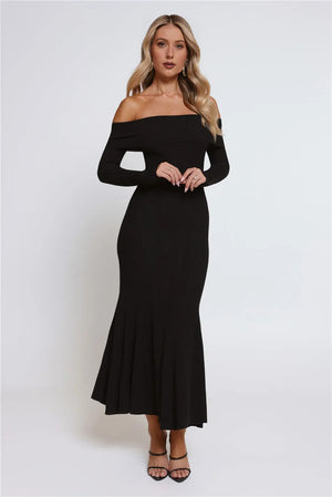 After Hours Aura Off Shoulder Maxi Dress Black