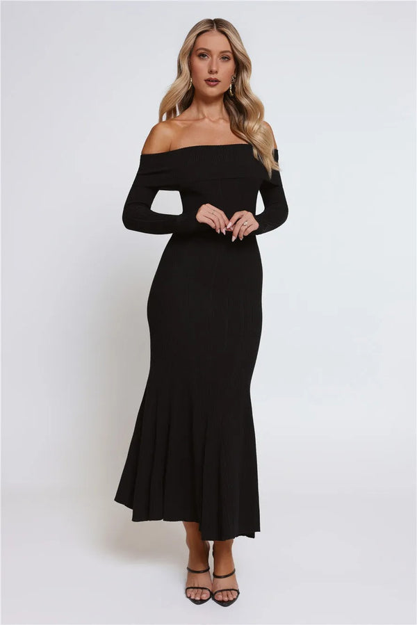 After Hours Aura Off Shoulder Maxi Dress Black