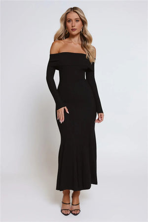 After Hours Aura Off Shoulder Maxi Dress Black