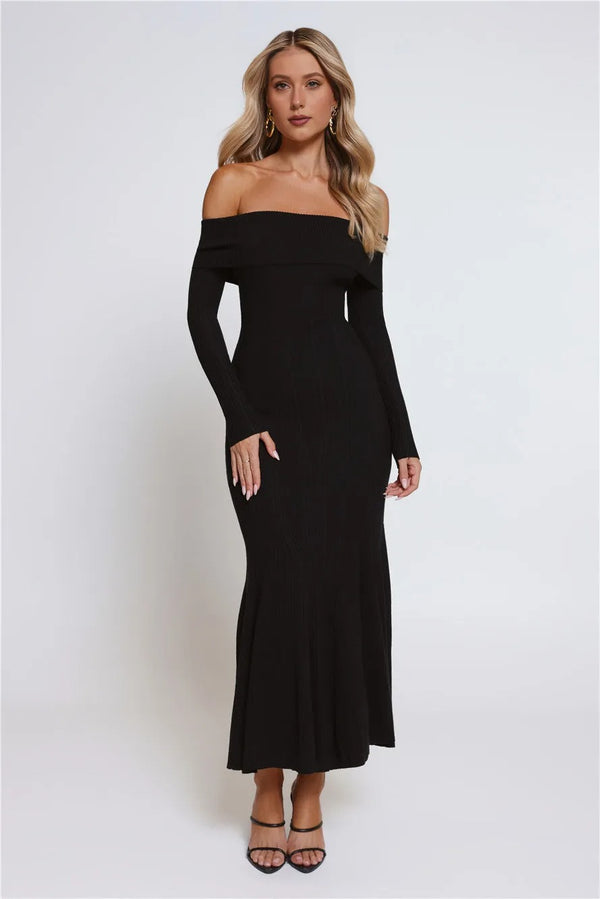 After Hours Aura Off Shoulder Maxi Dress Black