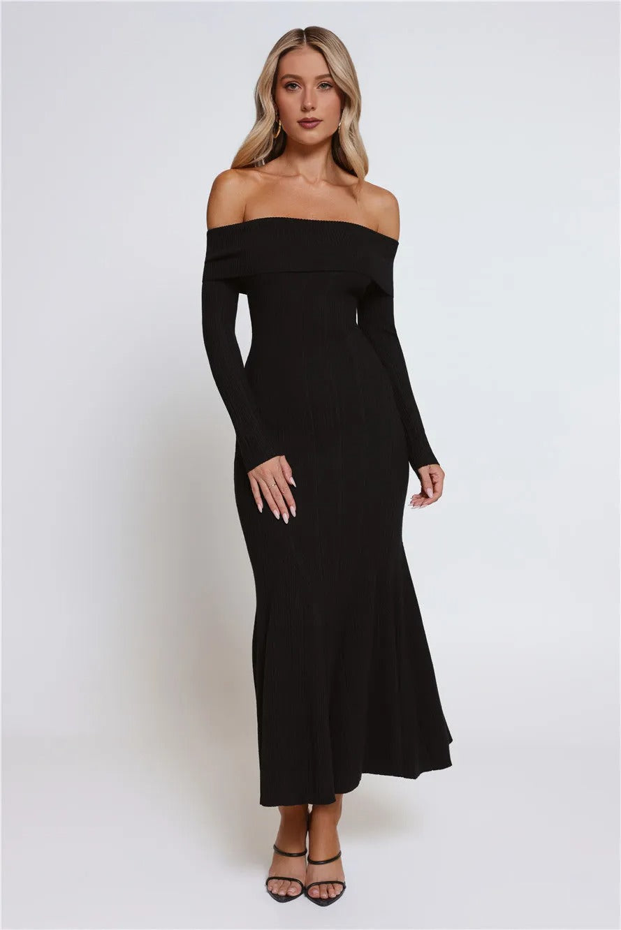 After Hours Aura Off Shoulder Maxi Dress Black
