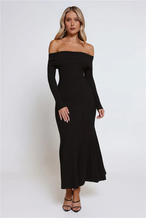 After Hours Aura Off Shoulder Maxi Dress Black