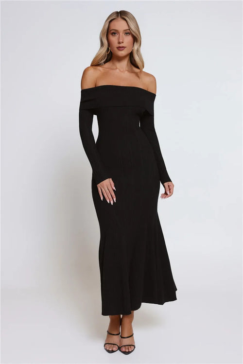 After Hours Aura Off Shoulder Maxi Dress Black