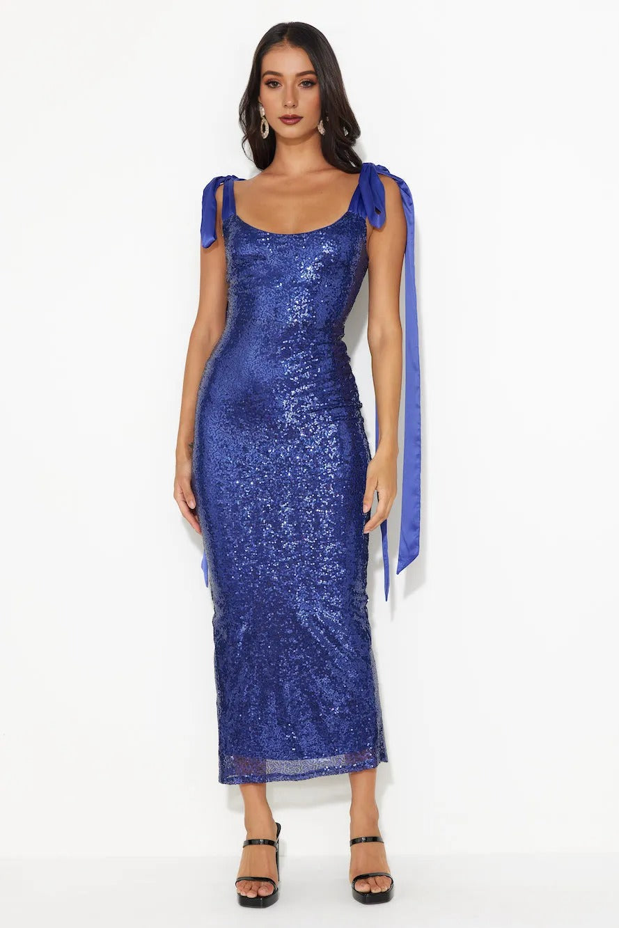 Camera Flash Sequin Maxi Dress Blue