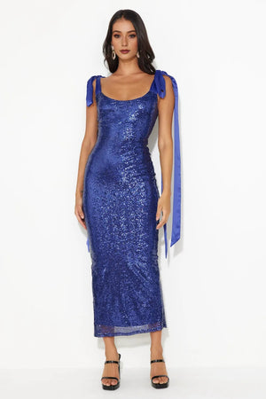 Camera Flash Sequin Maxi Dress Blue