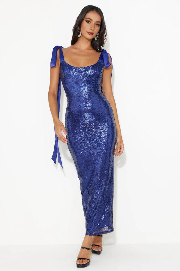 Camera Flash Sequin Maxi Dress Blue