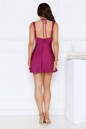 Catching Feels Satin Mini Dress Purple