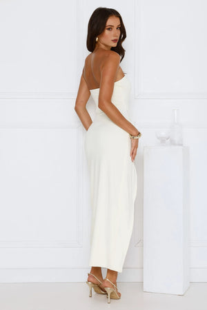 Caviar Please Strapless Midi Dress Yellow