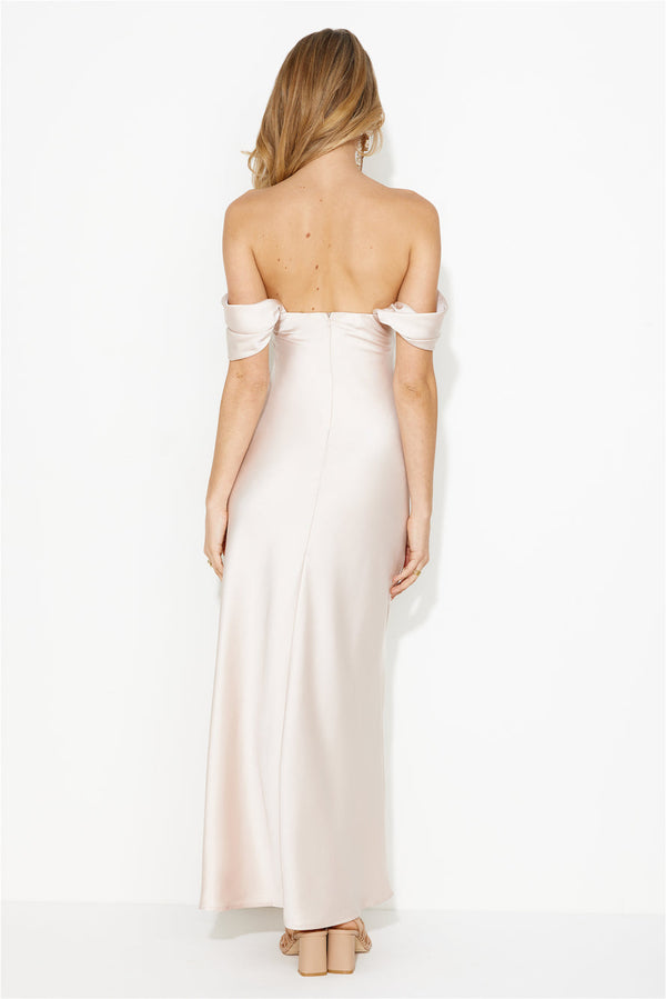 Classy Together Satin Maxi Dress Champagne