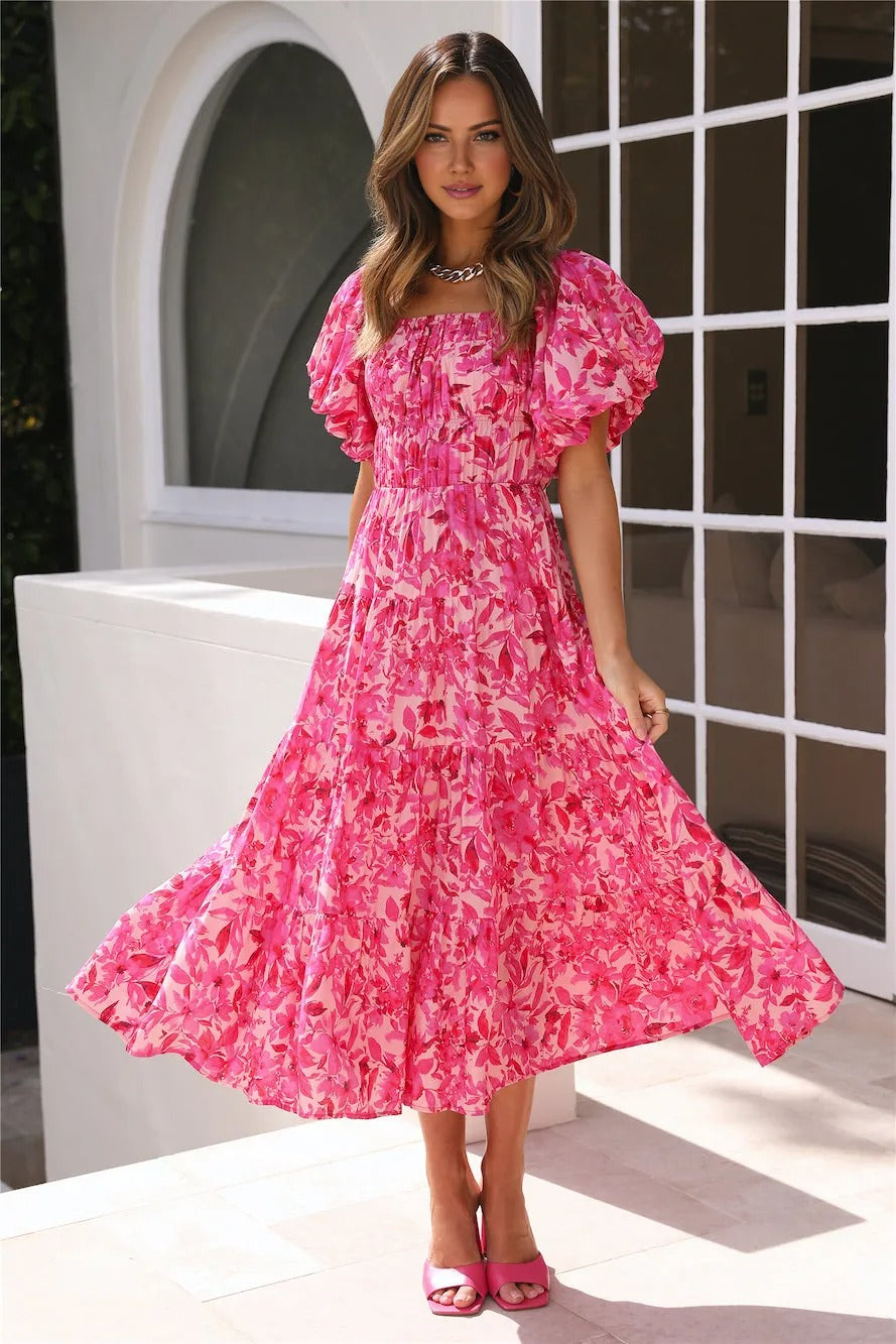 Dancer Girl Midi Dress Pink