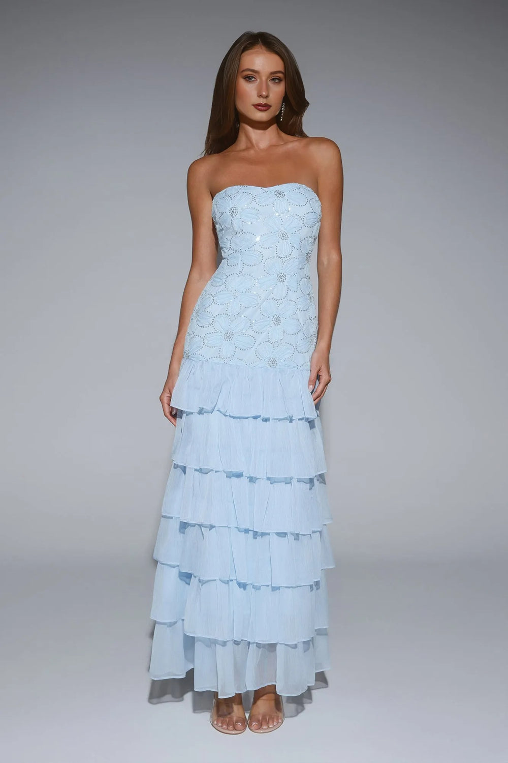 Dream State Strapless Maxi Dress Blue