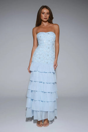 Dream State Strapless Maxi Dress Blue