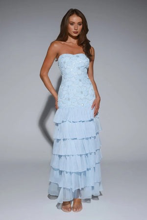 Dream State Strapless Maxi Dress Blue
