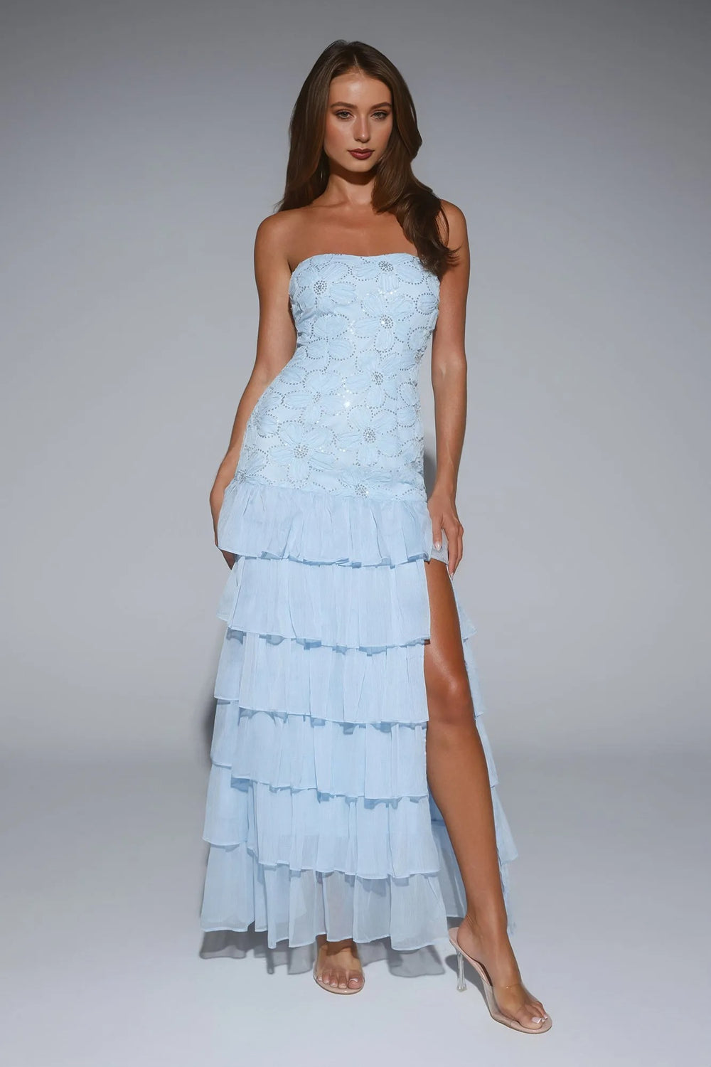 Dream State Strapless Maxi Dress Blue