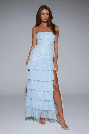 Dream State Strapless Maxi Dress Blue