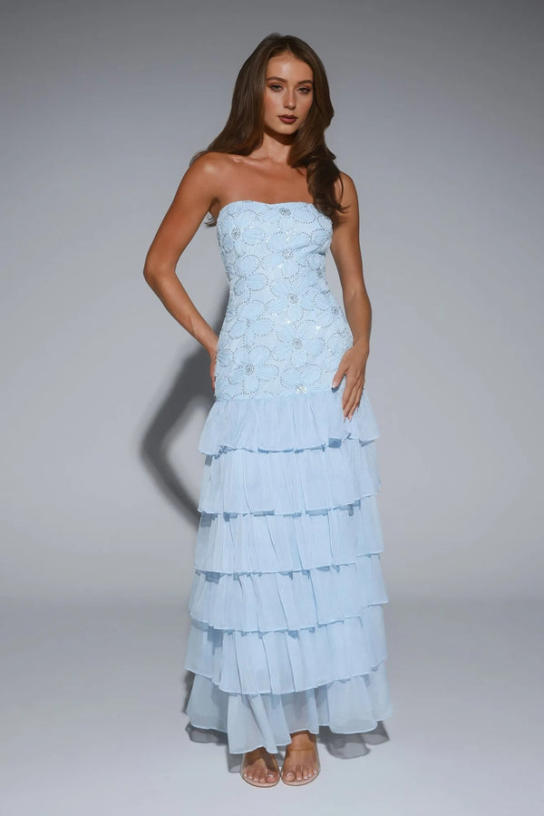 Dream State Strapless Maxi Dress Blue