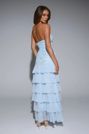 Dream State Strapless Maxi Dress Blue