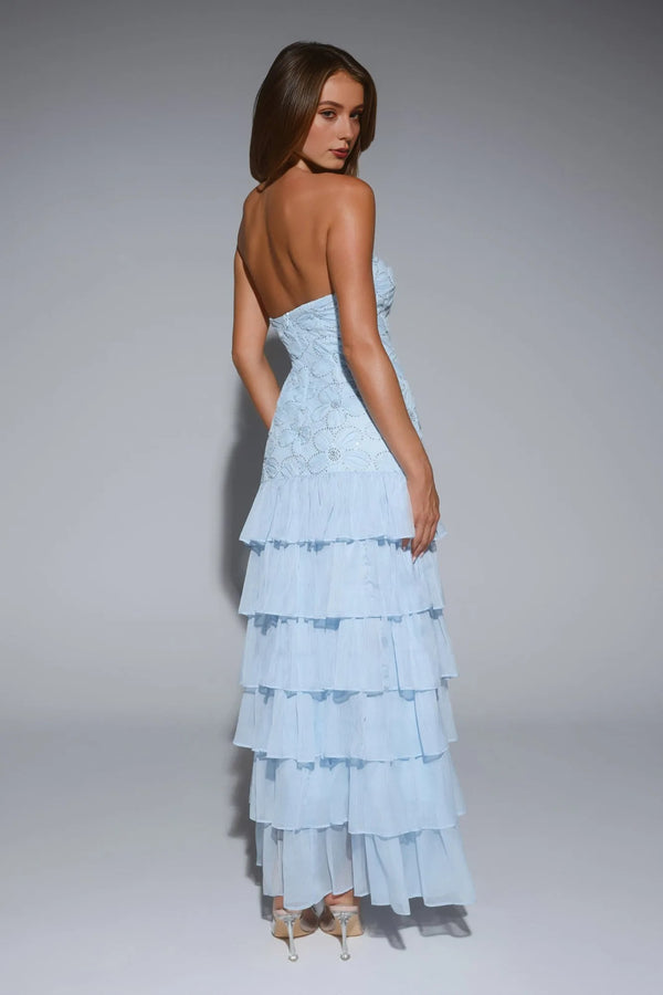 Dream State Strapless Maxi Dress Blue
