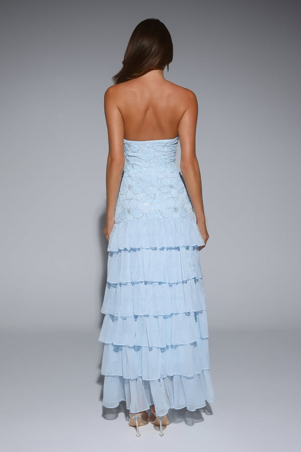 Dream State Strapless Maxi Dress Blue
