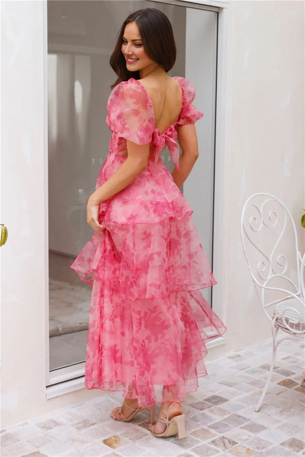 Enchanted Castle Midi Dress Pink