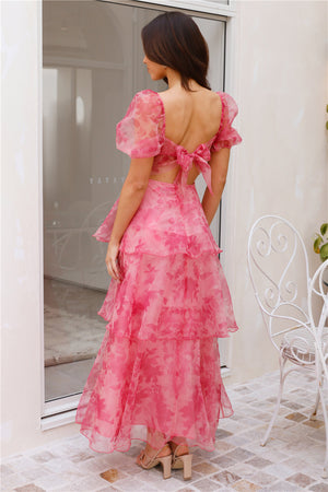 Enchanted Castle Midi Dress Pink