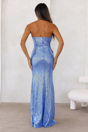 Enchanted Sparkle Strapless Sequin Maxi Dress Blue