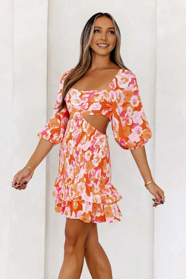 Exotic Blooming Girl Mini Dress Print
