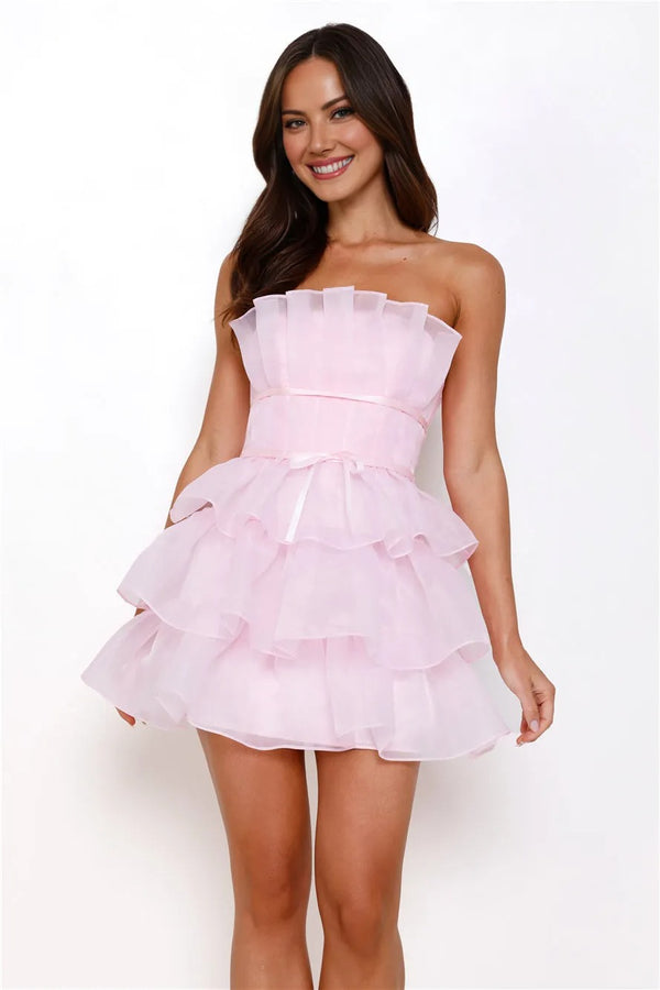 Exquisite Desserts Strapless Mini Dress Pink