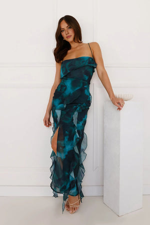 Flirty Flourishes Midi Dress Green