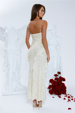 Glitter Gaze Sequin Maxi Dress White