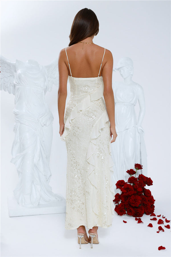 Glitter Gaze Sequin Maxi Dress White