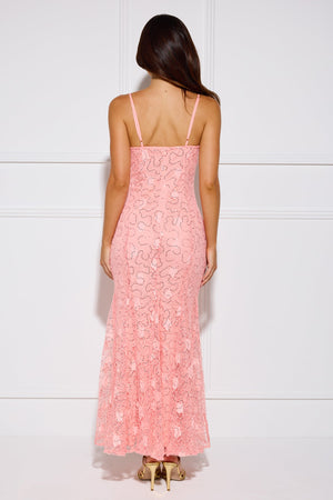Glitter Wave Sequin Maxi Dress Peach