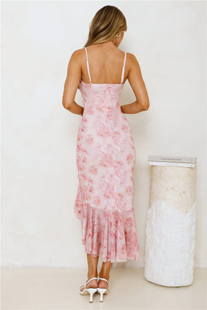 Goddess Mode Mesh Midi Dress Pink