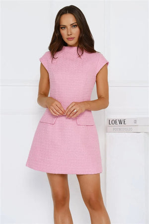 Good Outfit Day Tweed Mini Dress Pink