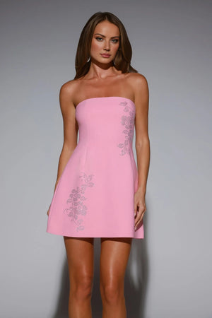 Graceful Spark Strapless Mini Dress Pink