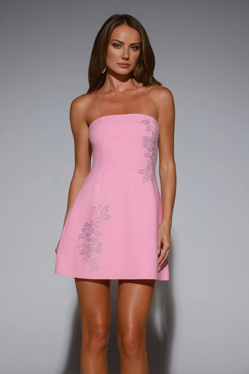 Graceful Spark Strapless Mini Dress Pink