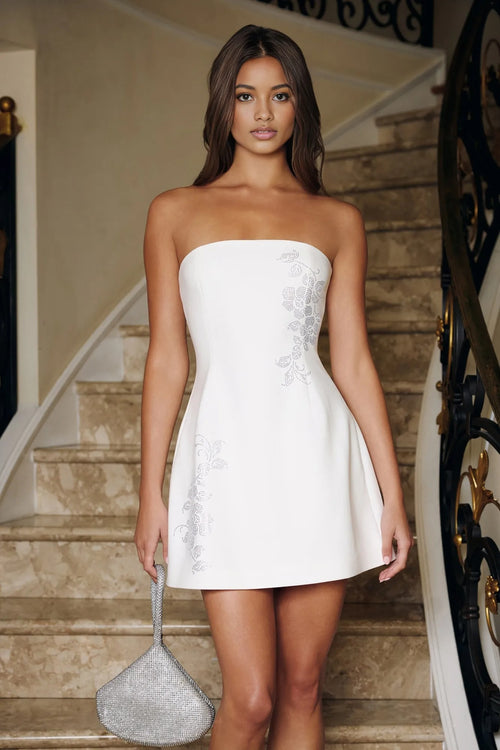 Graceful Spark Strapless Mini Dress White
