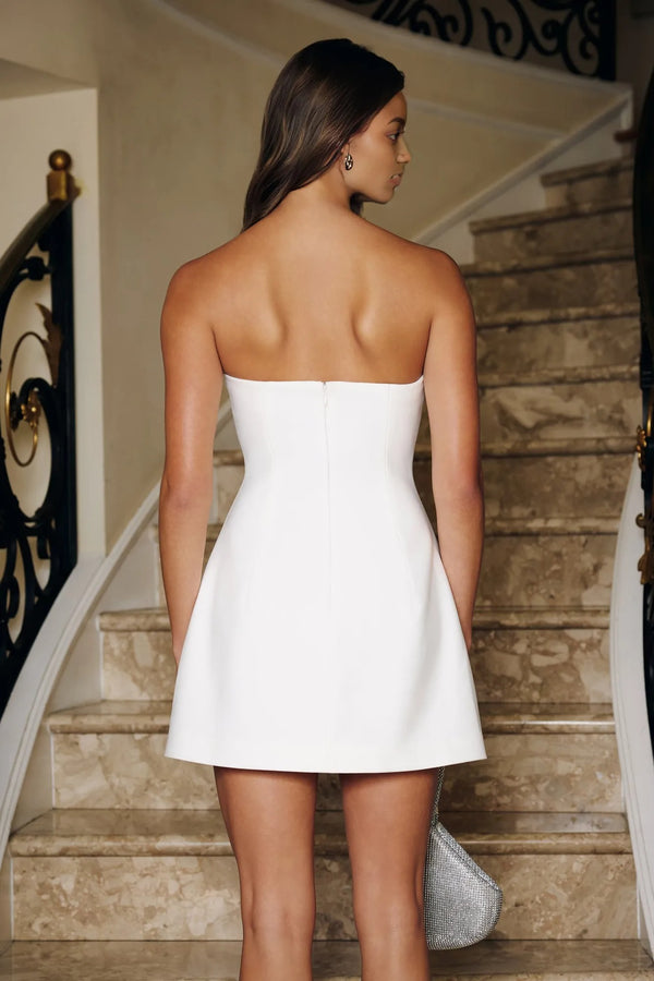 Graceful Spark Strapless Mini Dress White