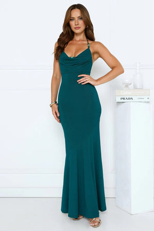 Higher Standards Halter Maxi Dress Teal