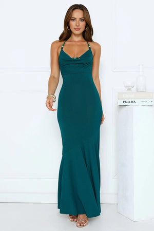 Higher Standards Halter Maxi Dress Teal