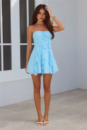 Imagine It Strapless Mini Dress Blue