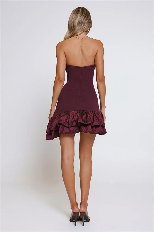 Just One More Dance Bandage Strapless Mini Dress Plum