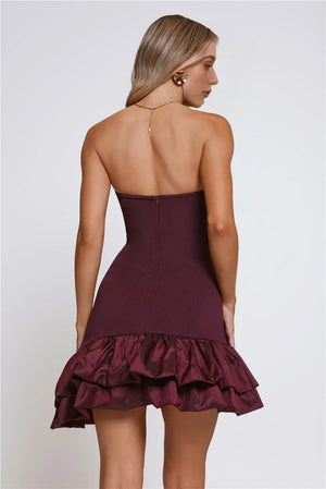 Just One More Dance Bandage Strapless Mini Dress Plum
