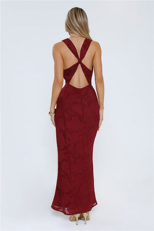 Lasting Luxuries Maxi Dress Wine