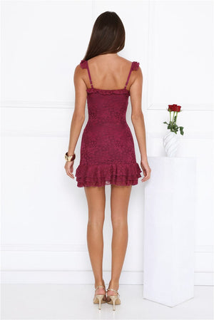 Little Sultry Lace Mini Dress Plum