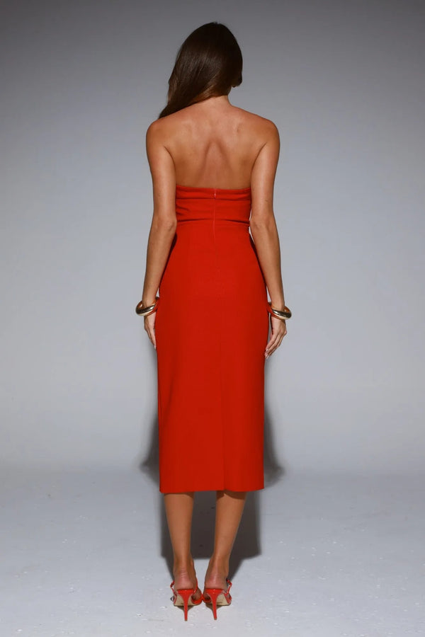 Love Emotions Strapless Midi Dress Red