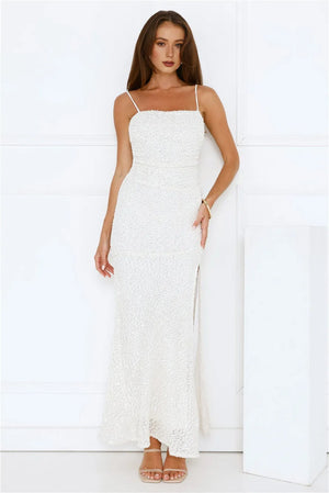 Love Wild Sequin Maxi Dress White