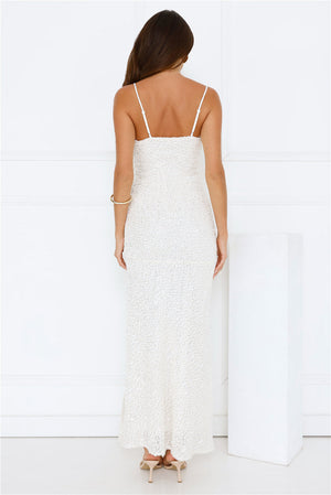 Love Wild Sequin Maxi Dress White