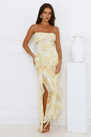 Lush Reverie Midi Dress Yellow